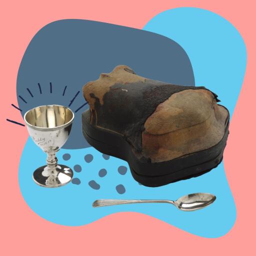 A silver cup and a silver spoon